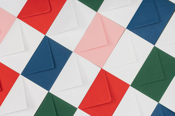 full frame background of colorful closed envelopes