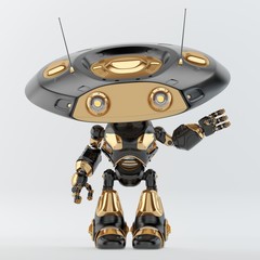Cartoonish robotic ufo, 3d render