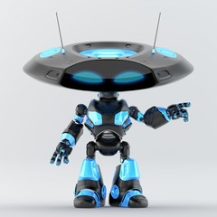 Cartoonish robotic ufo, 3d render