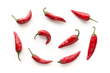 Red hot chilli peppers pattern. Food background.
