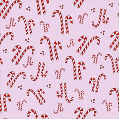 Candy cane and lollipops seamless Christmas background