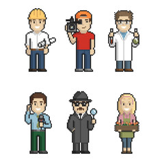 Professions pixel art on white background 1. Vector illustration. - 230801229