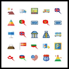 25 destination icon. Vector illustration destination set. iceland and montenegro icons for destination works