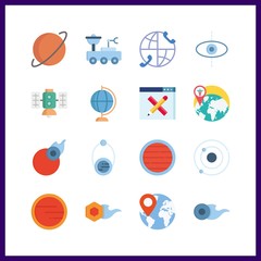 globe icons set. spaceship, interstellar, america and sea graphic works