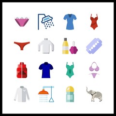 body icon. shirt and swimsuit vector icons in body set. Use this illustration for body works.