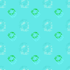 Seamless background pattern with colored diverse doodles.