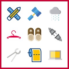 Obraz premium household icons set. claw, whisk, clothing and tools graphic works