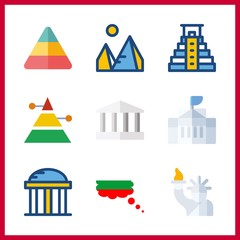 monument icons set. landscape, panoramic, political and district graphic works