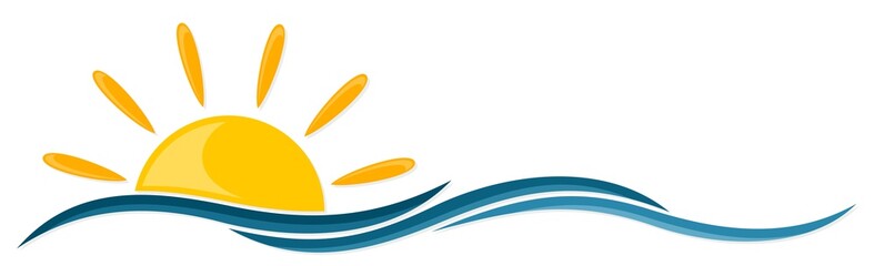 The Symbol of Sun and Blue Wave. 