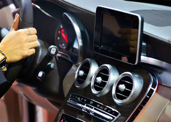 Car ventilation system and air conditioning - details and controls of modern car.