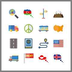 destination icon. rv and route vector icons in destination set. Use this illustration for destination works.