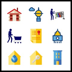estate icon. real estate and skyscraper vector icons in estate set. Use this illustration for estate works.