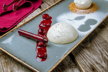 Panna cotta with cherry sauce