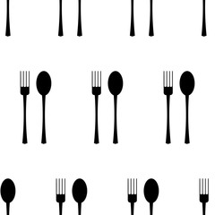 Vector illustration. fork and spoon seamless pattern on white background. Restaurant menu design.