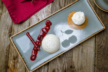 Panna cotta with cherry sauce
