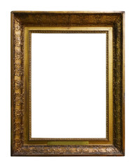 Picture gold wooden frame for design on white  background