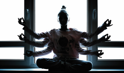 surreal photo with six arms