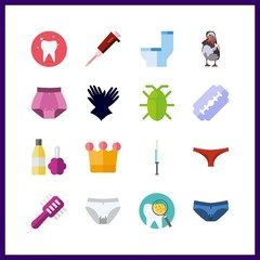 hygiene icons set. box, female, professional and sewing graphic works