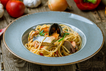 Pasta with seafood