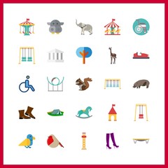 park icon. playground and trees vector icons in park set. Use this illustration for park works.