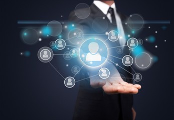 Businessman and internet and virtual reality concept