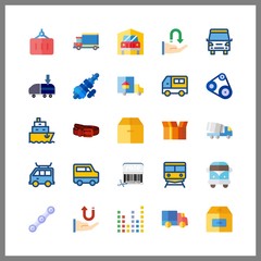 delivery icons set. store, maritime, europe and color graphic works