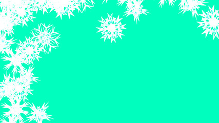 Abstract background with a variety of colorful snowflakes. Big and small.