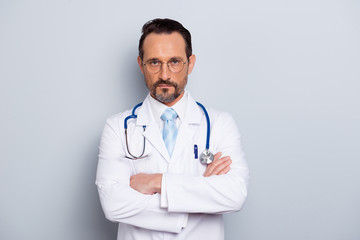 Portrait of handsome good-looking attractive man with stethoscop