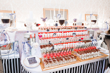 Different kinds of baked sweets on a buffet