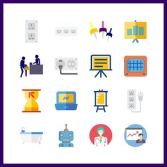 16 room icon. Vector illustration room set. laptop and monitor icons for room works