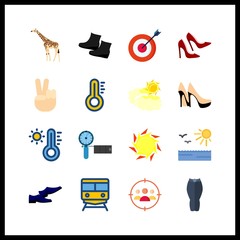 high icons set. arrow, weather, hands and blogger graphic works