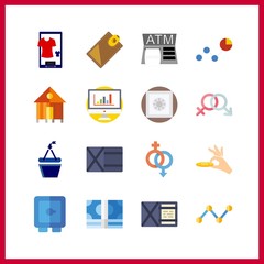 money icons set. automobile, proud, buy and analysis graphic works