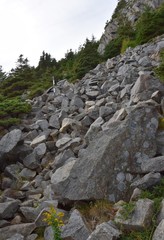 Fototapeta na wymiar natural rock staircase along the Father Troy’s Path; East Coast trail near Torbay, Avalon Peninsula, NL Canada