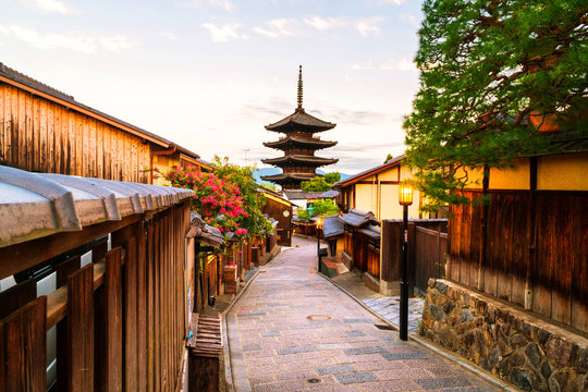 A sunrise view of To-ji temple in Kyoto, Japan