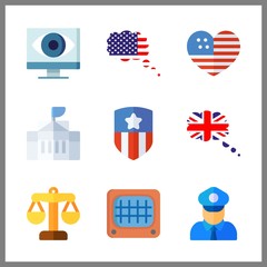 Fototapeta premium 9 government icon. Vector illustration government set. usa and united states icons for government works