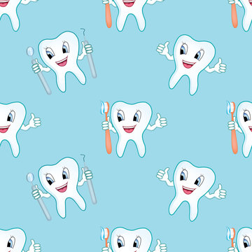 dentist seamless pattern, tooth care background texture