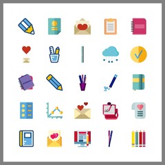 pen icons set. businessman, bright, journal and banking graphic works