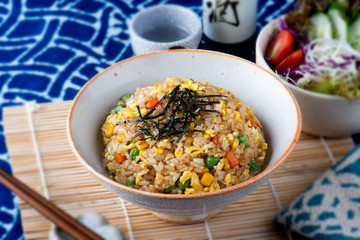 Japanese and Chinese style fried rice.