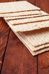 matzo flatbread for Jewish high holiday celebrations on the table