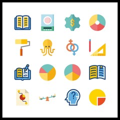 idea icons set. mechanical, cooperation, waist and happy graphic works