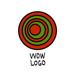 Redand green round logo hand drawn in minimalistic style