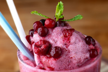 Mixed berry smoothie with yogurt.