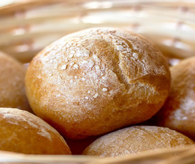Wicker basket with bread