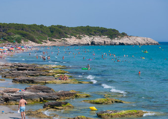 The Sant Tomas beach and it's headland on the Menorca island