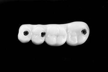 Dental crowns are a top view, minimalist black and white style