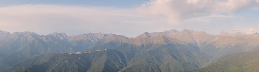 Spring mountain landscape. Resort Krasnaya Polyana Red Meadow . Sochi. Russia.