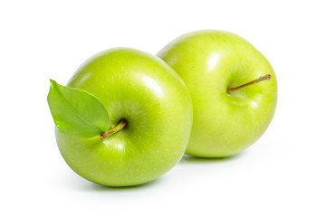 Fresh granny smith apples on white background