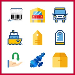 shipping icon. ship and tag vector icons in shipping set. Use this illustration for shipping works.