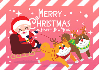 santa claus on the sledge illustration vector