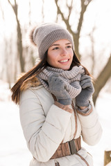 Beautiful woman in the snow